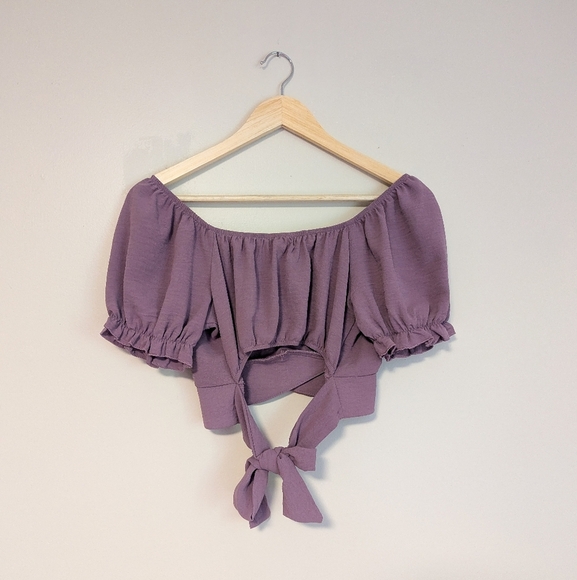 Altar'd State Dusky Purple Crop with Tie-back - Picture 2 of 3
